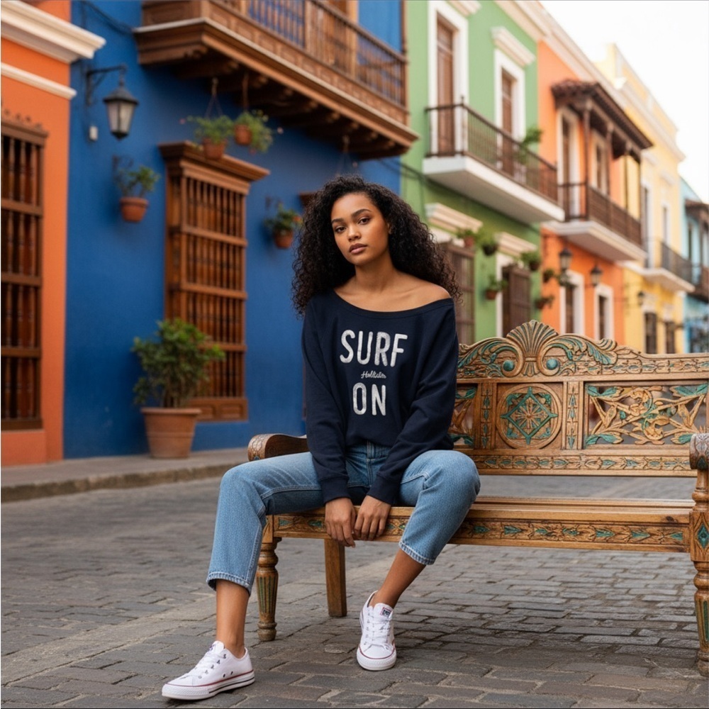 HCO Hollister surf on sequin sweatshirt xs